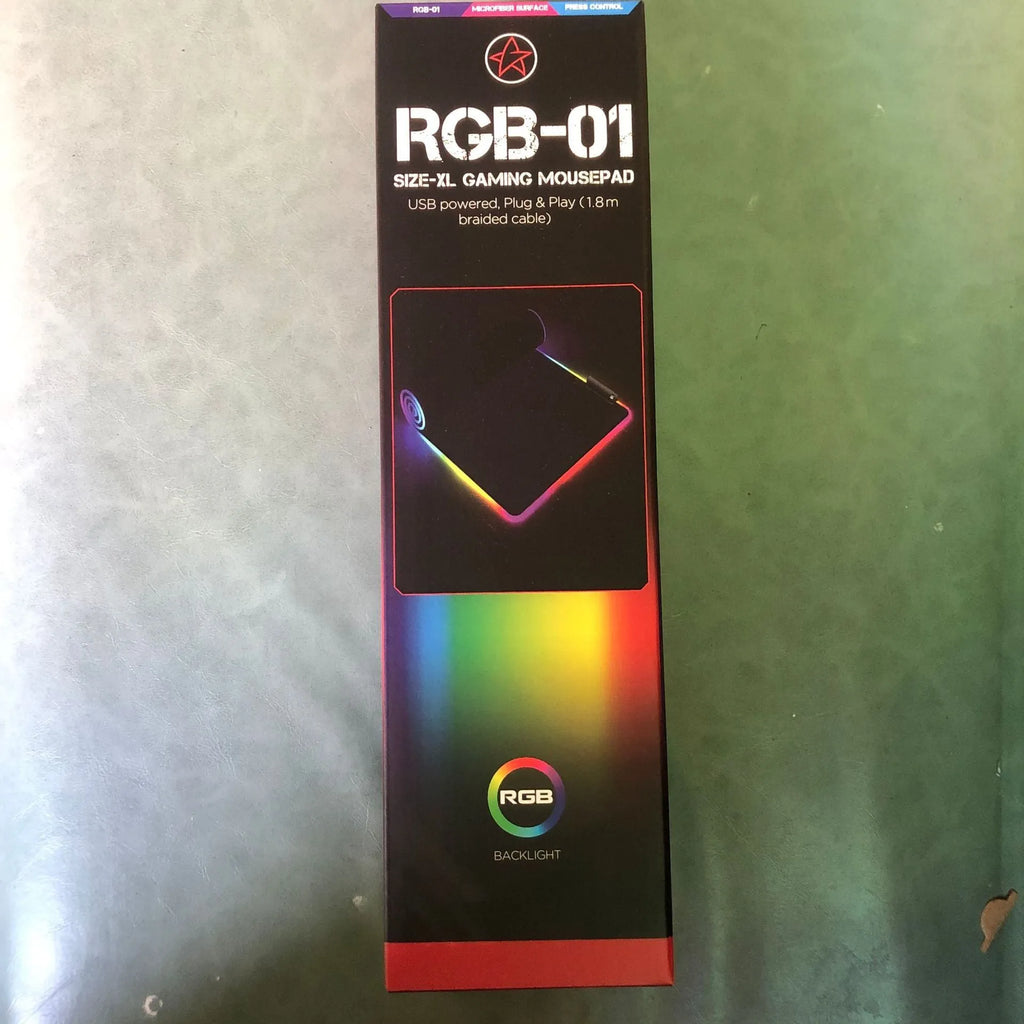 RGB gaming mouse pad in solid colour with non-slip rubber fabric base, sizes 250x300mm to 400x900mm, 3mm or 4mm thick