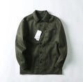 New men's loose lapel long sleeve shirt in black, thin polyester silk fabric, sizes S to XL