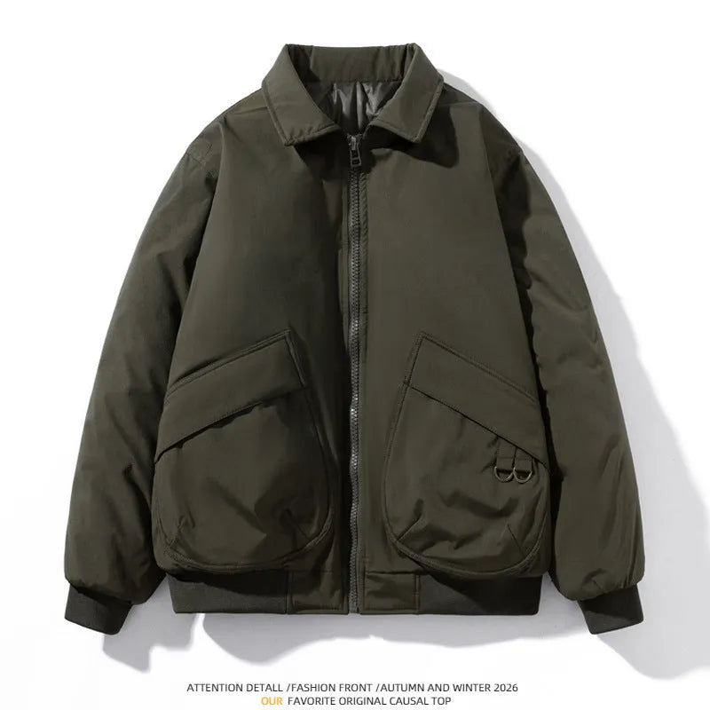 Men's loose fit bomber jacket in synthetic fibre blend with raglan sleeves, available in Black, Army Green, Light Green