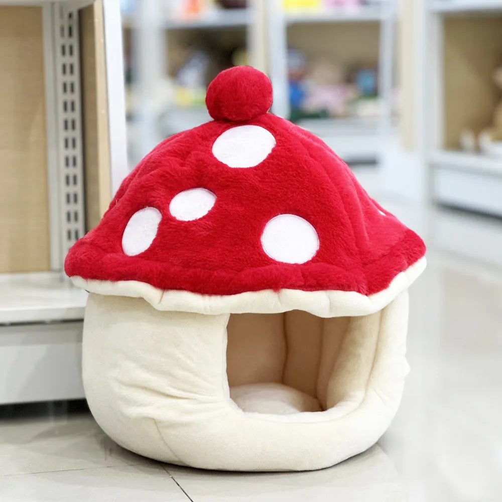 Plush cat kennel with half-surrounded mushroom shape, 42cm, picture style colour