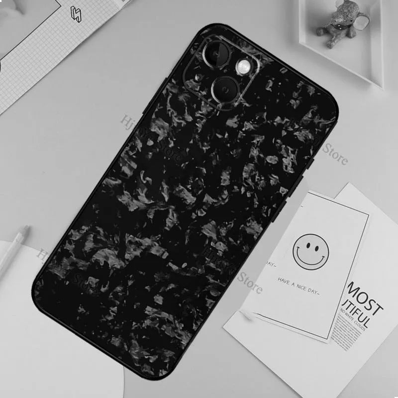 Forged carbon drop-resistant TPU phone case for iPhone with sprayed finish in multiple colours