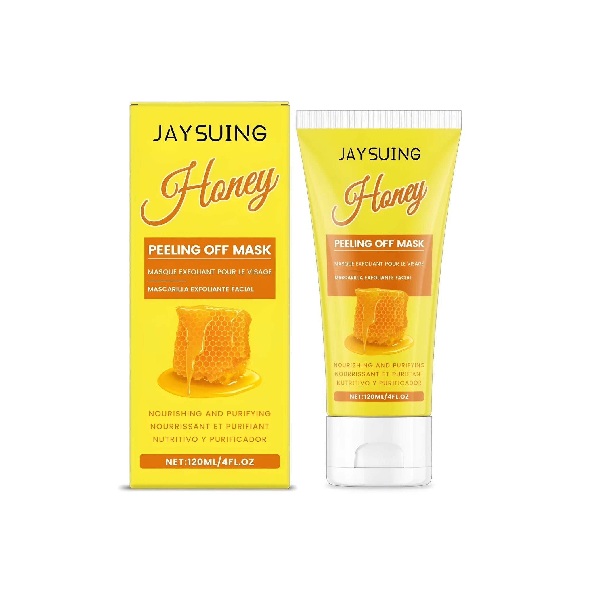 120ml bottle of peel-off face mask with collagen, honey, and glycerin.