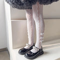 Hollow-out love anti-mosquito baby stockings in black white beige spandex for children aged 3-12