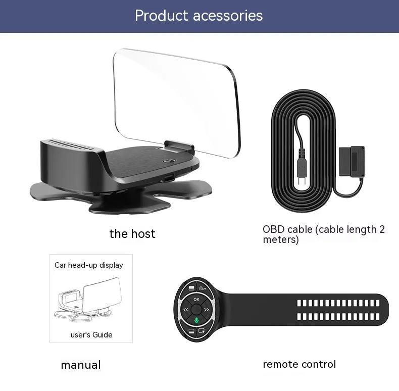 Black car head-up display HUD projector unit for dashboard speed projection