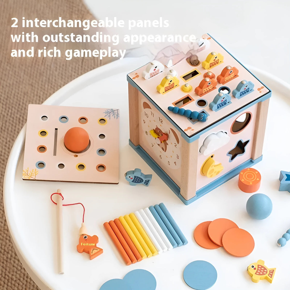Wooden building blocks treasure chest for children aged 4-6 years, 16.5 cm cube intelligence box