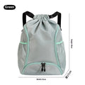 Large black cube-shaped sports backpack with a drawstring top closure, shown on a neutral background.