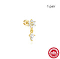 A pair of minimalist S925 sterling silver ear bone studs with a flat column thread post in a gold tone colour.
