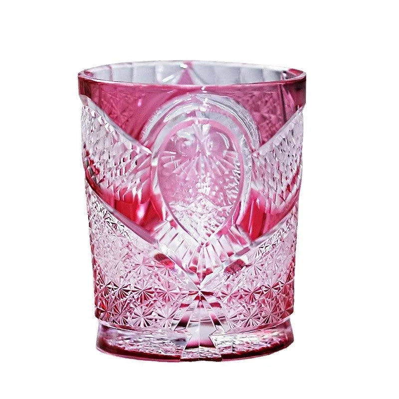 Hand carved golden red owl motif on a crystal glass wine glass with 201-300ml capacity, simple style design