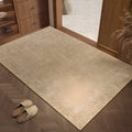 Beige rectangle linen home mat with printed plant and flower pattern in modern simplicity style, 60x90cm size