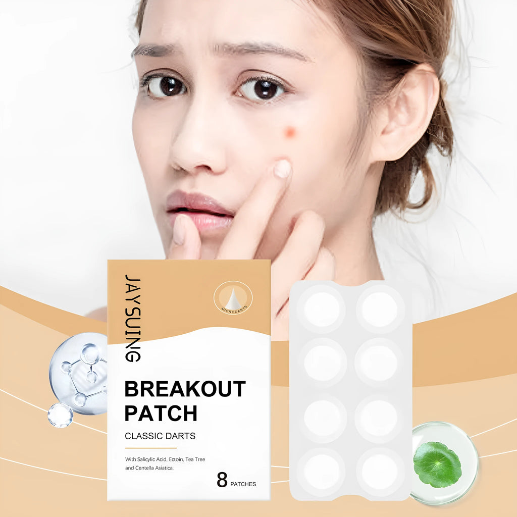 Acne patches pack containing 8 treatment patches with tea tree oil and centella extract
