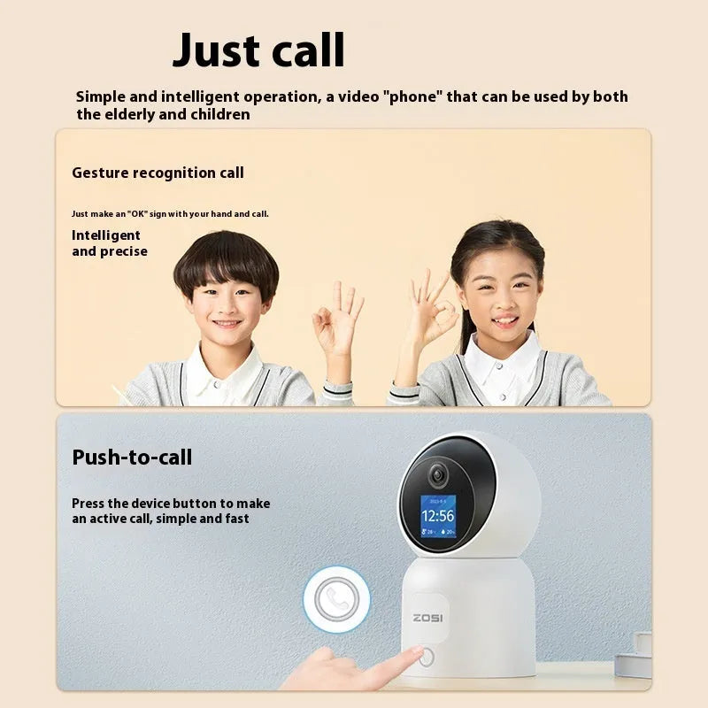 Zhou Shi wireless indoor security camera with plastic housing and AI face detection capabilities