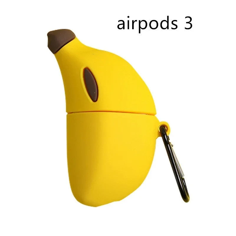 Yellow banana-themed silicone protective case for Apple AirPods Pro wireless headphones