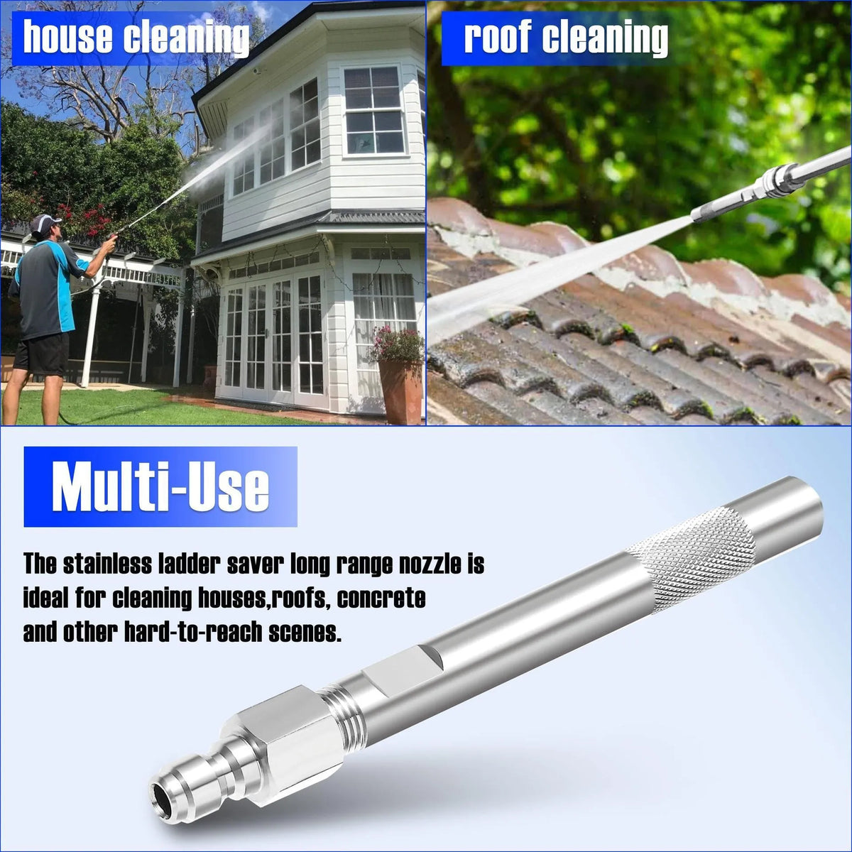 High pressure cleaning machine remote chemical nozzle in stainless steel, 17 x 3 x 3 cm, single head