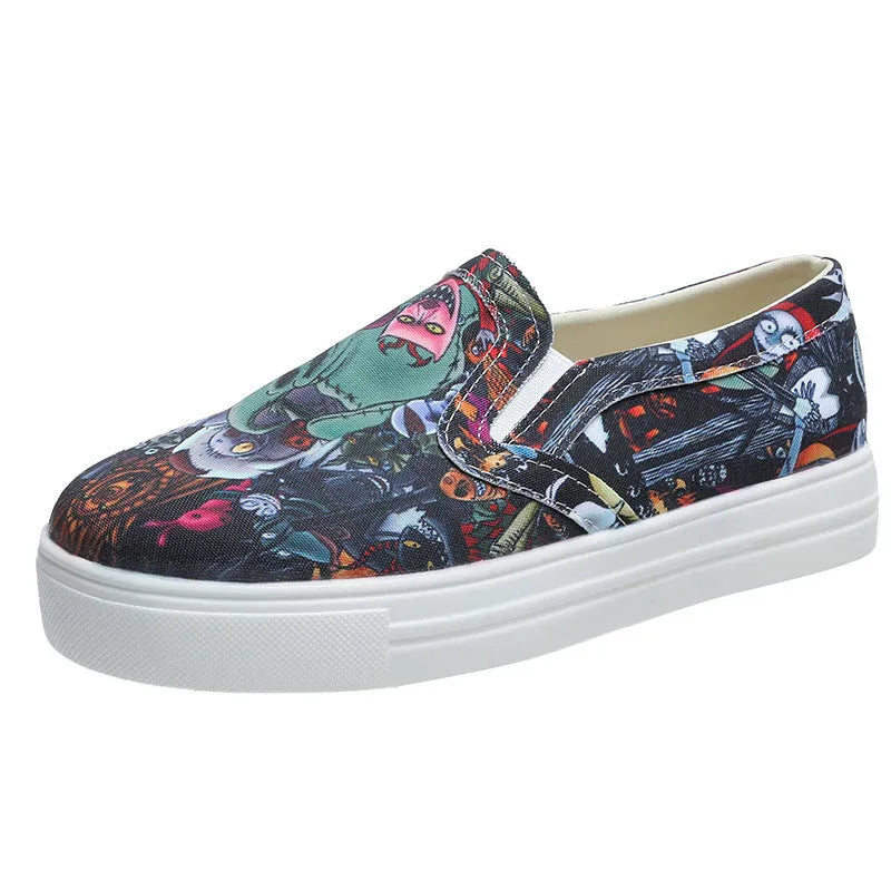 Women's casual flat-bottom canvas sneakers in multiple colours on a white background