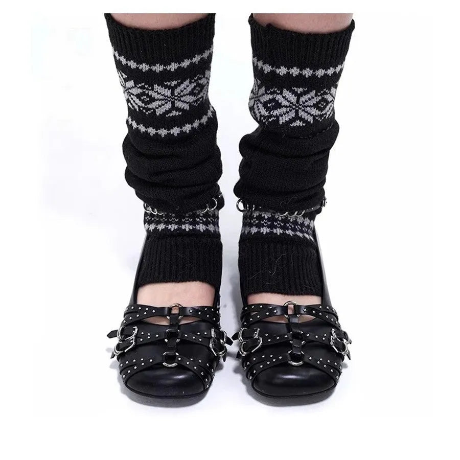 Women's black genuine leather low-heel pumps with a buckle and square toe.