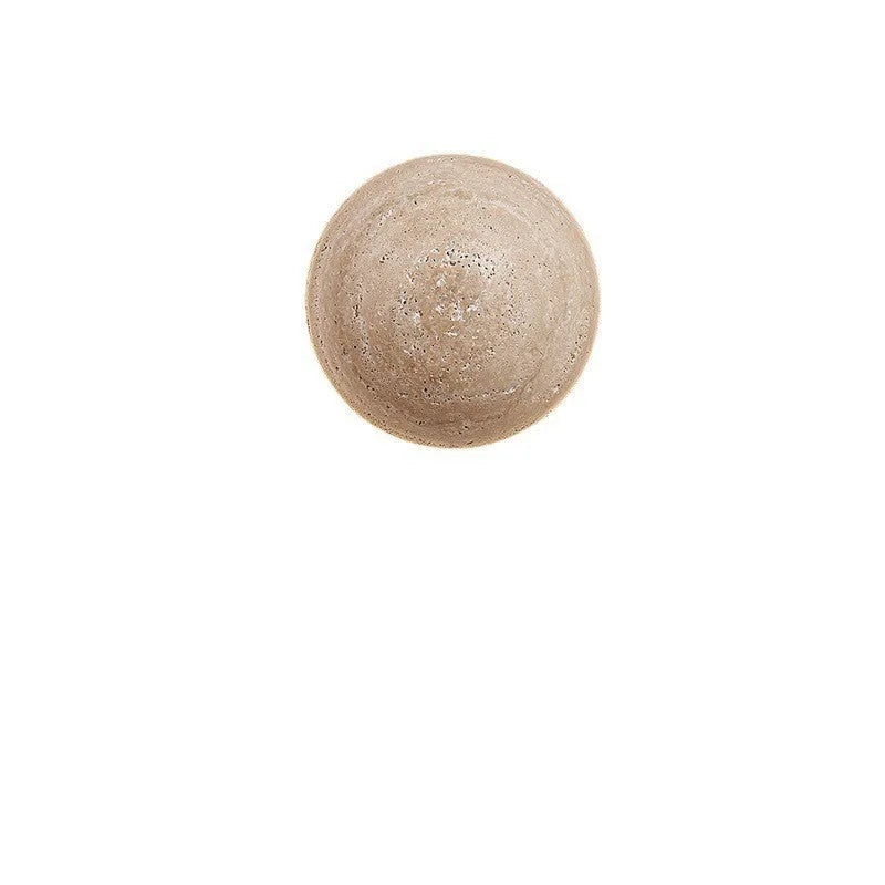 Semicircle cave stone and wood art wall lamp in Nordic style, 15cm wide.