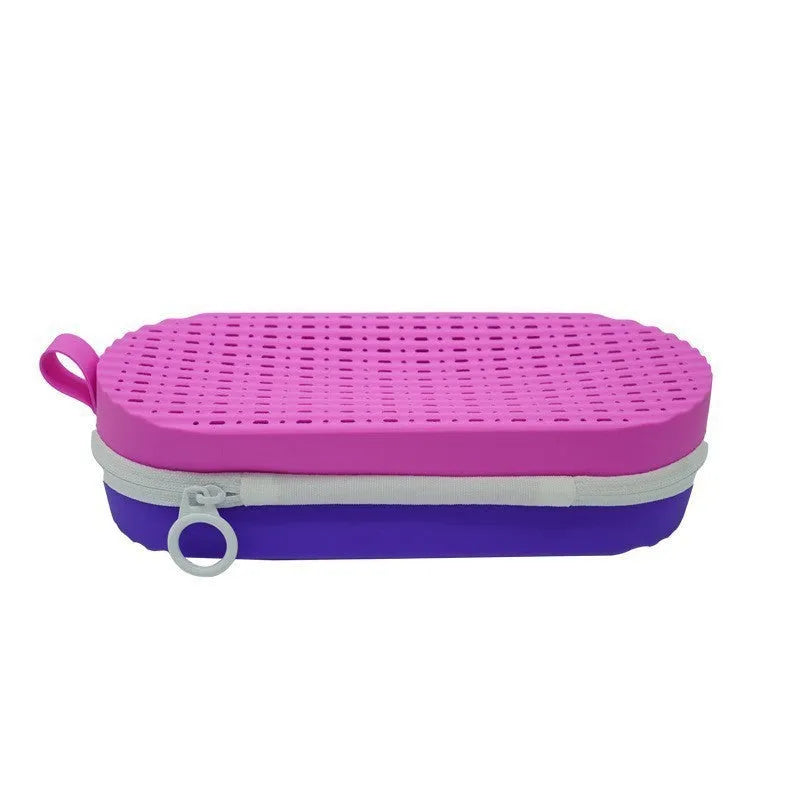 Silicone glasses case in modern simple design, shown in a colour option, with dimensions 200mm by 80mm by 50mm.