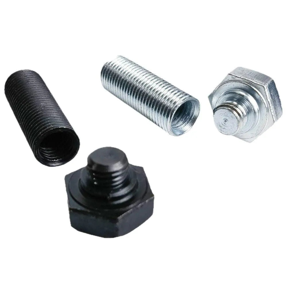 Copper metal hexagon camouflaged spare tyre screw with black cap on grey background