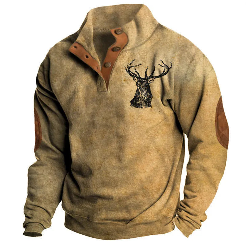 Men's 3D printed casual sweatshirt in polyester, long sleeve pullover, sizes XXS to 6XL
