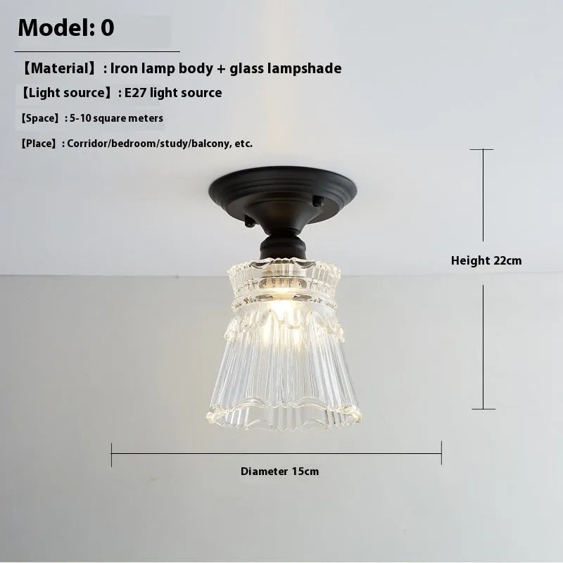 American retro single-head ceiling lamp with a glass cover shade
