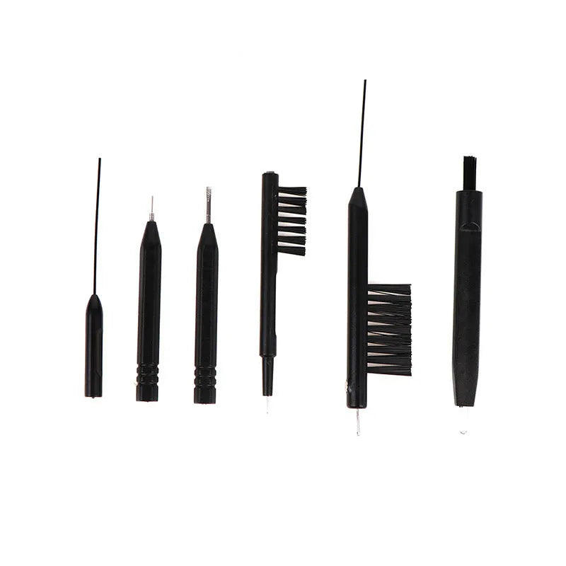Hearing aid cleaning care kit with cloth, brush, ventilation rod, screwdriver and needle removal tool, 12x7x3cm pack