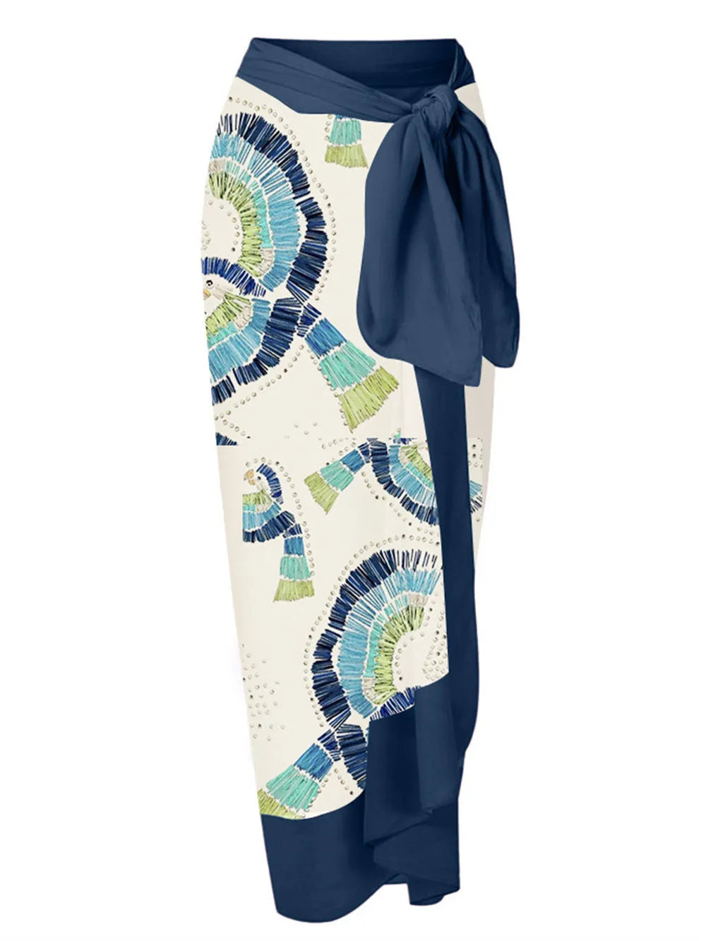 White women's one-shoulder swimsuit with a double-layer lotus leaf split design.