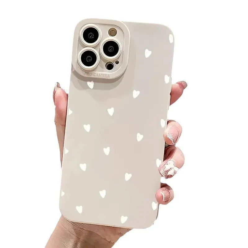 White heart mobile phone shell TPU back cover in white pupil S039 white love design for iPhone models