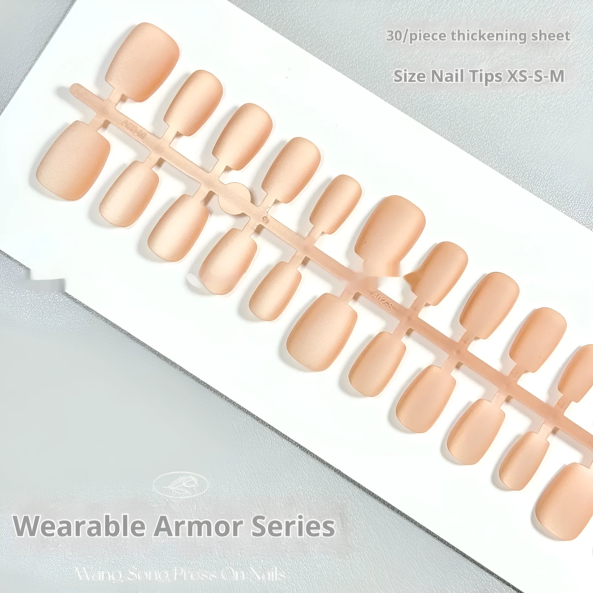 Frosted velvet Cat's Eye effect artificial nail set in short ladder XS, S, and M sizes showing Aurora shades.