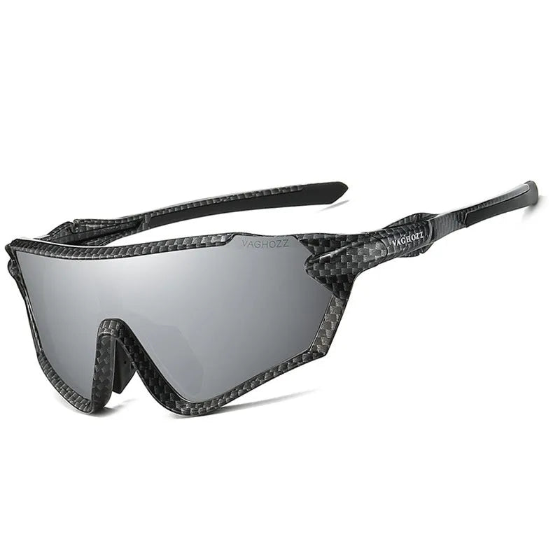 UV400 bicycle windproof goggles with full rim PC frame in DL1 colour, side view showing lens curve