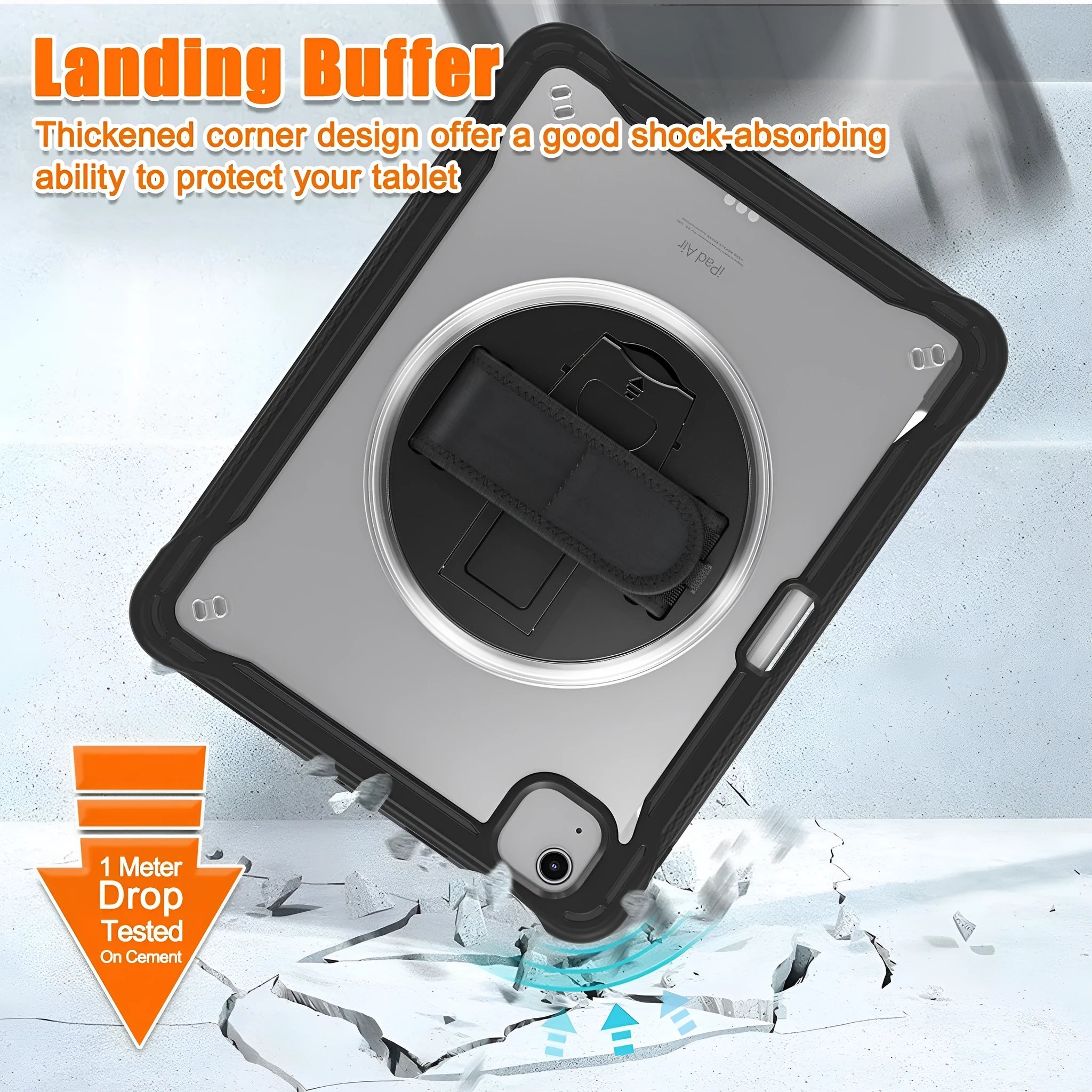 iPad Mini 6 case with rotating bracket and shoulder strap, PC TPU all-inclusive cover in khaki