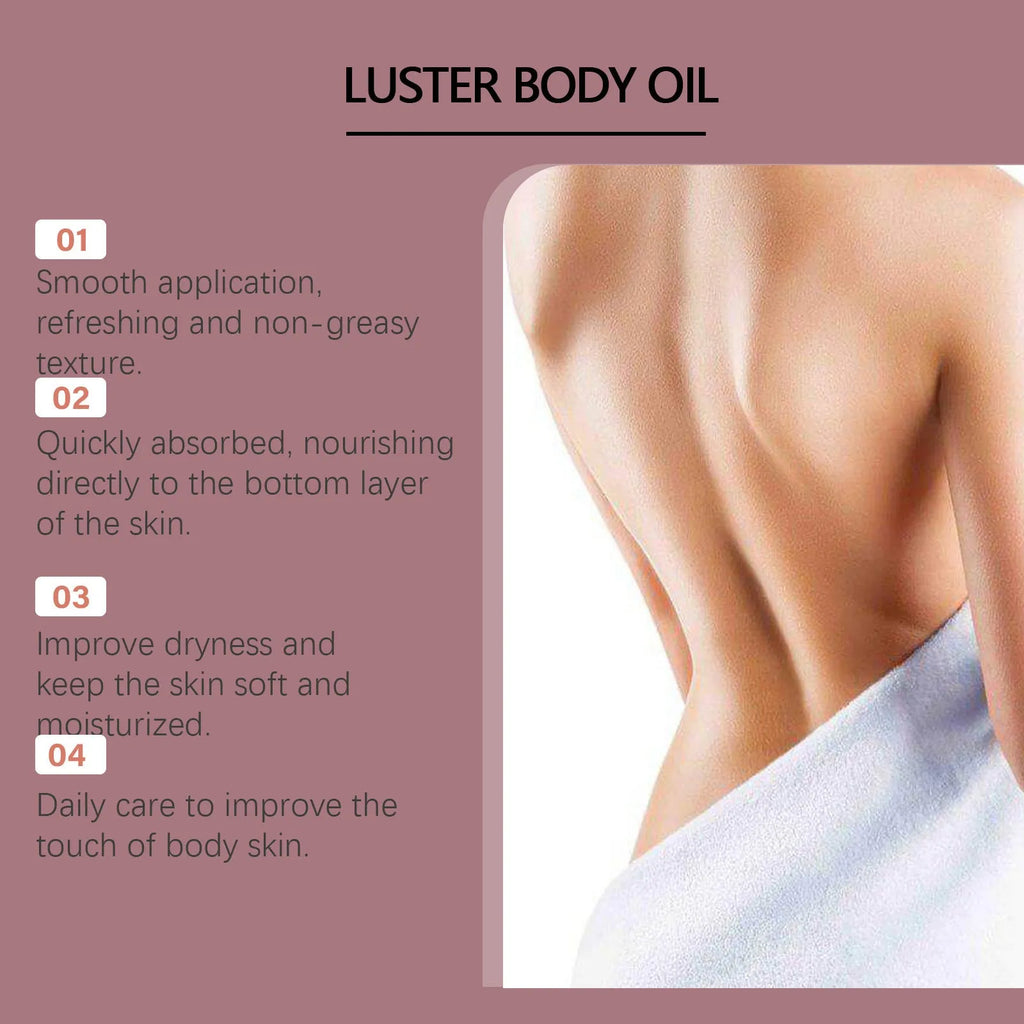 100ml bottle of Gloss Care Body Massage Oil with jojoba, almond, camellia and grape seed oils