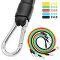 TPE home training elastic band rope set with 11-piece carabiner pull rope and 15LB to 35LB resistance levels