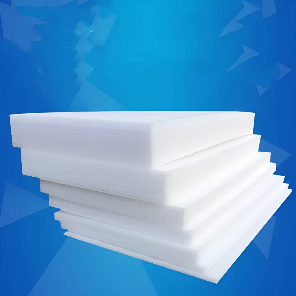 Large white EPE pearl cotton foam board showing texture and 10mm thickness, dimensions 200cm by 100cm.