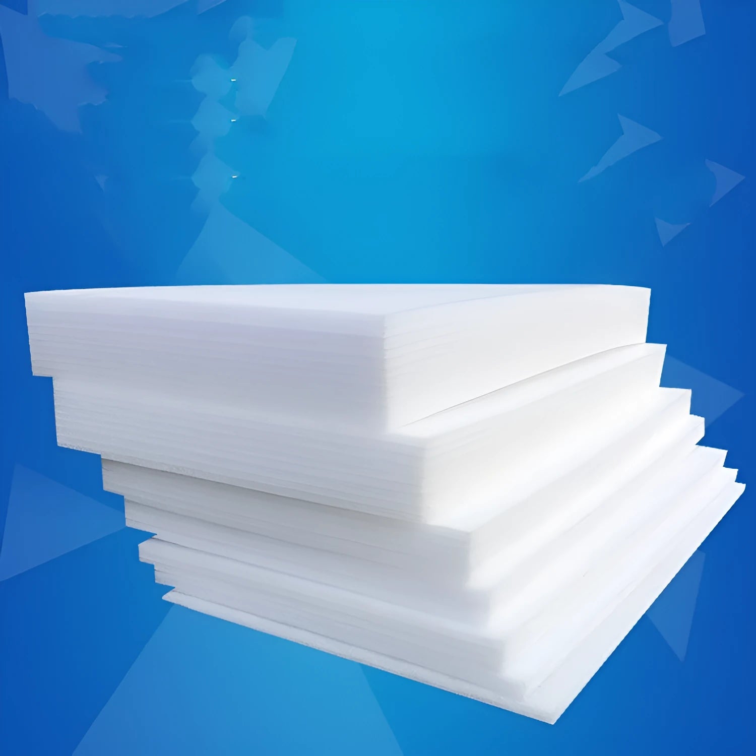 Large white EPE pearl cotton foam board showing texture and 10mm thickness, dimensions 200cm by 100cm.