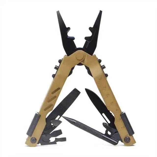 Multifunctional stainless steel telescopic pliers with 3.8cm blade, black colour, closed position