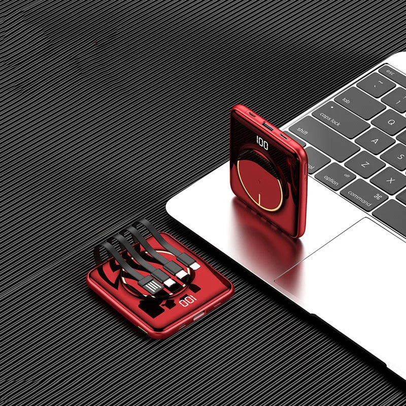 20000mAh PD fast charging power bank with LCD display in black, green, or red plastic housing