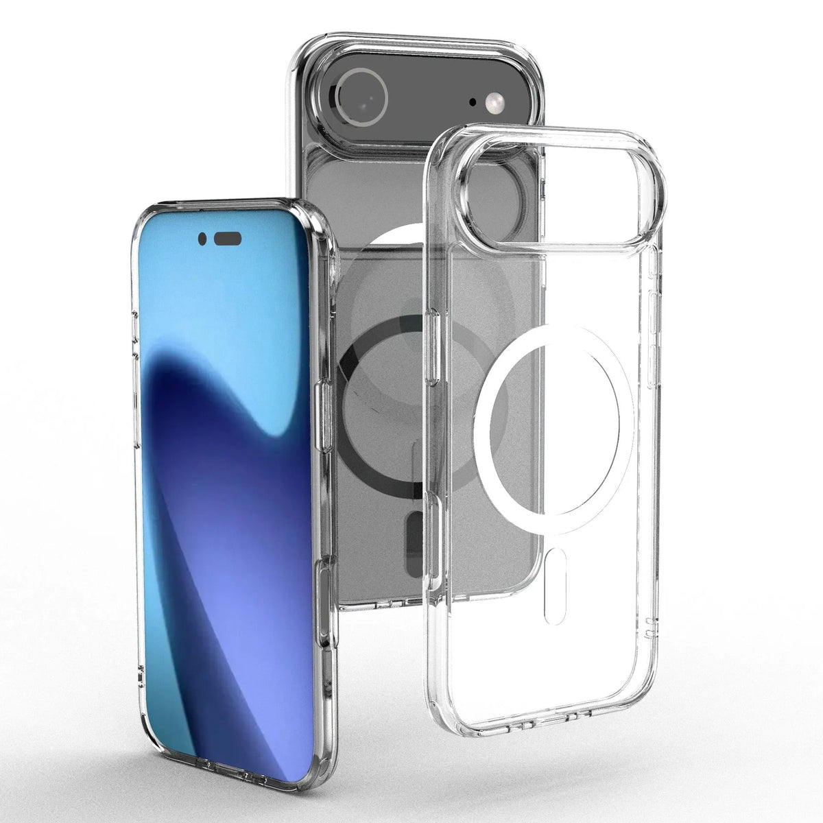 Transparent magnetic phone case for iPhone 17 series with TPU composite board and drop-resistant design