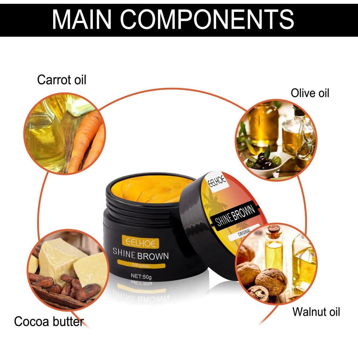 Wheat complexion body tanning cream in 50g pot with compact 5.3cm dimensions