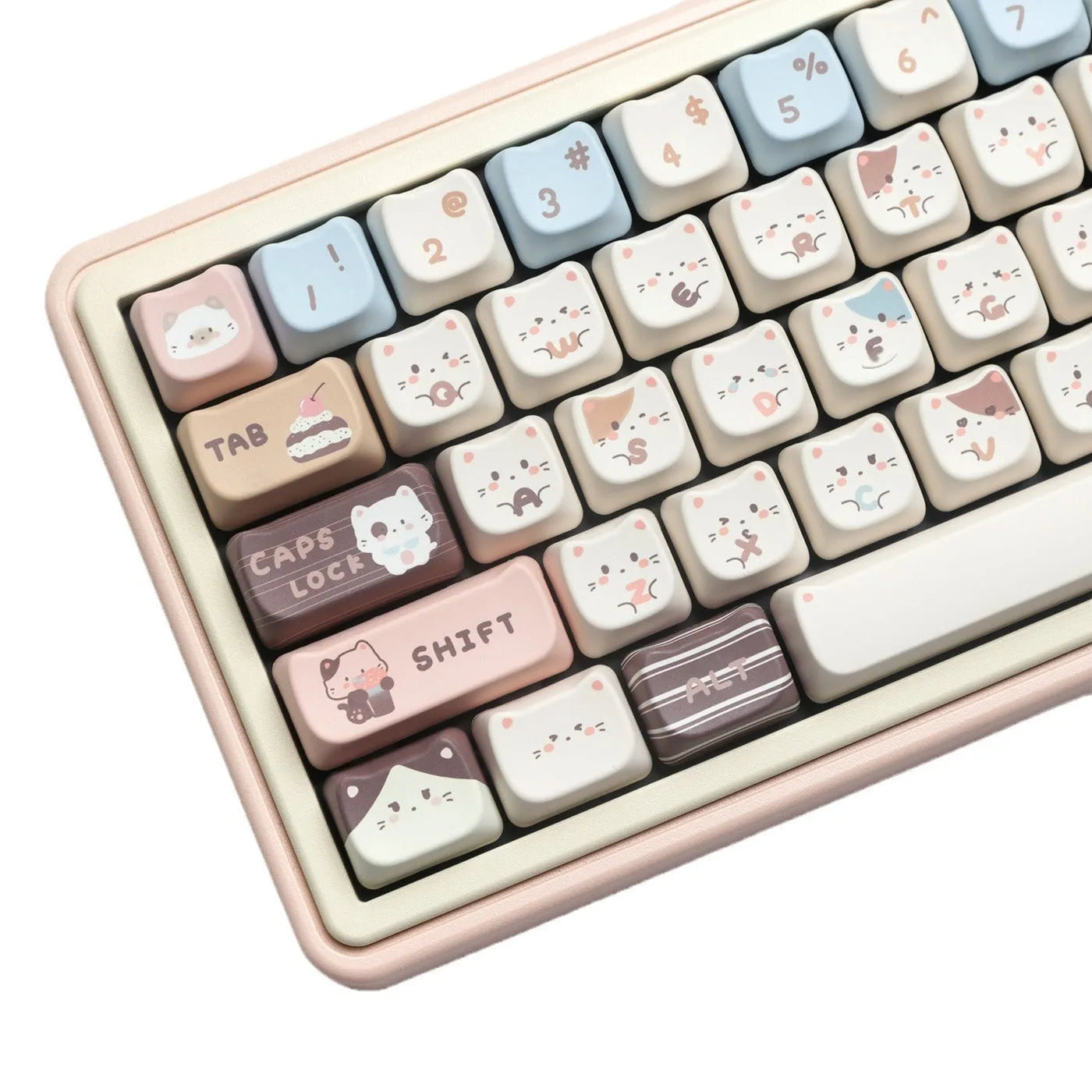 High Sea Salt Cat themed PBT keycap set for mechanical keyboards on a grey background.
