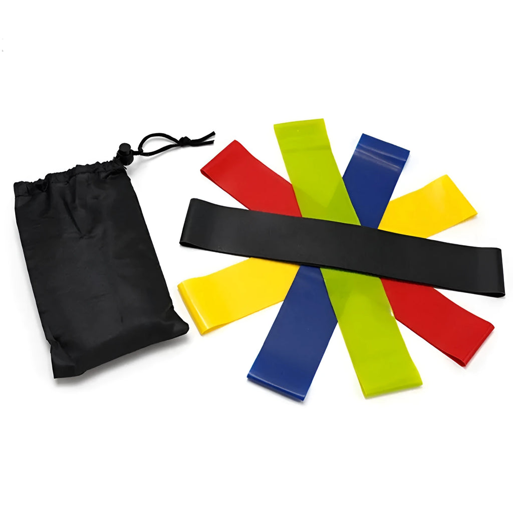 Five TPE resistance bands set with cloth bag and manual for leg, butt and yoga exercise