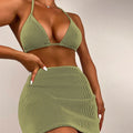Small rib fabric bikini swimsuit set with sleeveless top and briefs in summer colours
