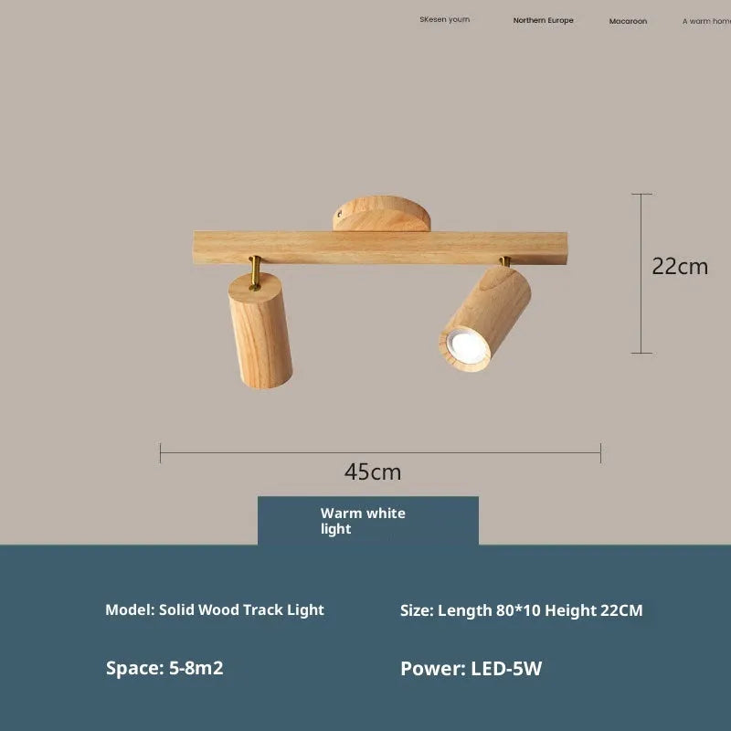 Simple log style Nordic spotlight ceiling lamp with 2 heads and 3 colour LED