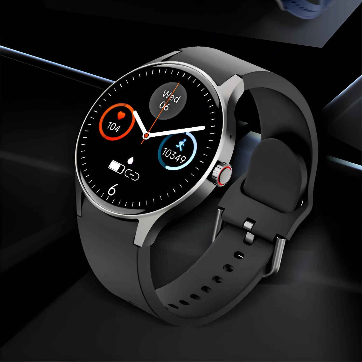 46mm diameter Bluetooth sport watch with 1.43-inch round screen showing display interface