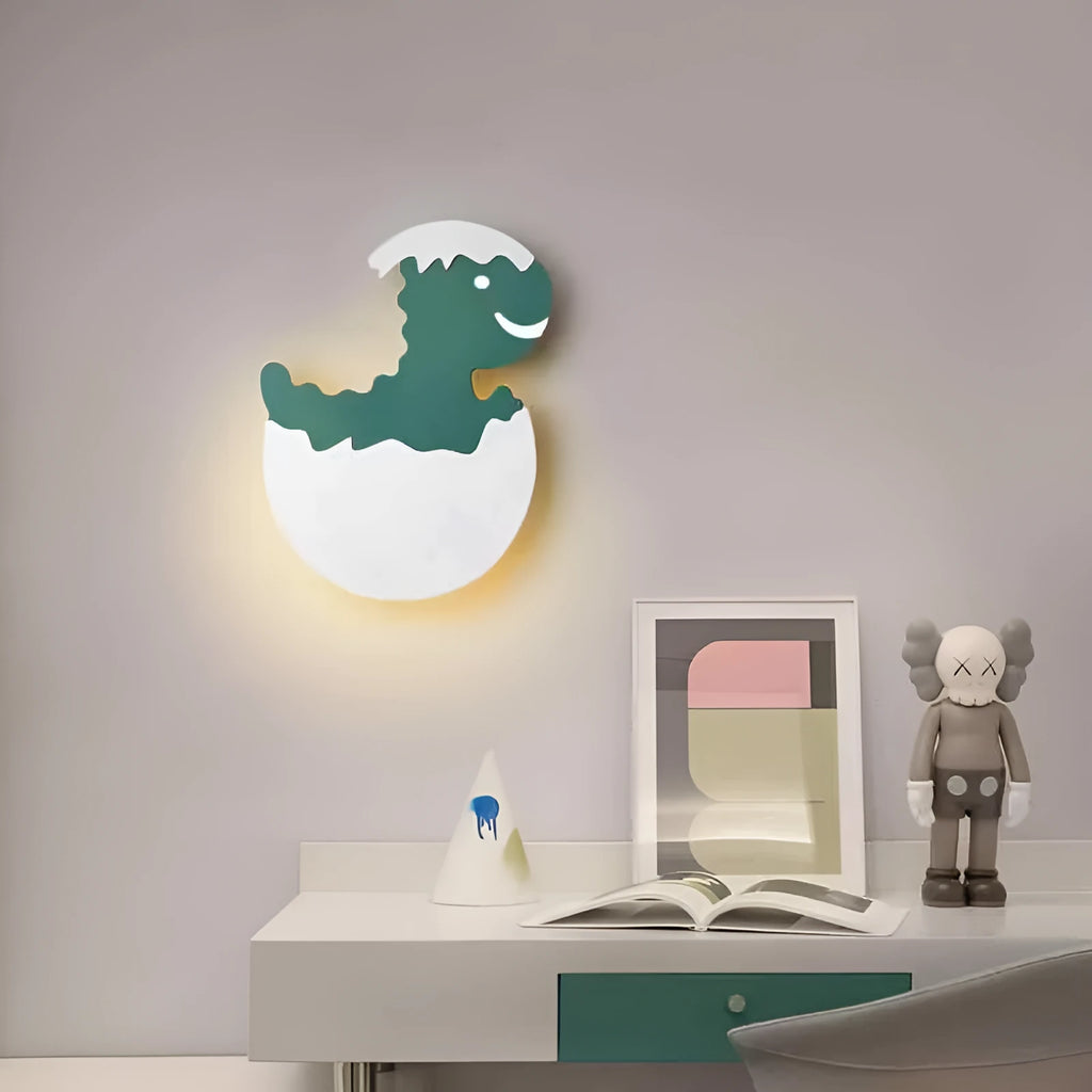 Children's wall lamp with dinosaur design, 25x19cm, wrought iron and acrylic, warm light