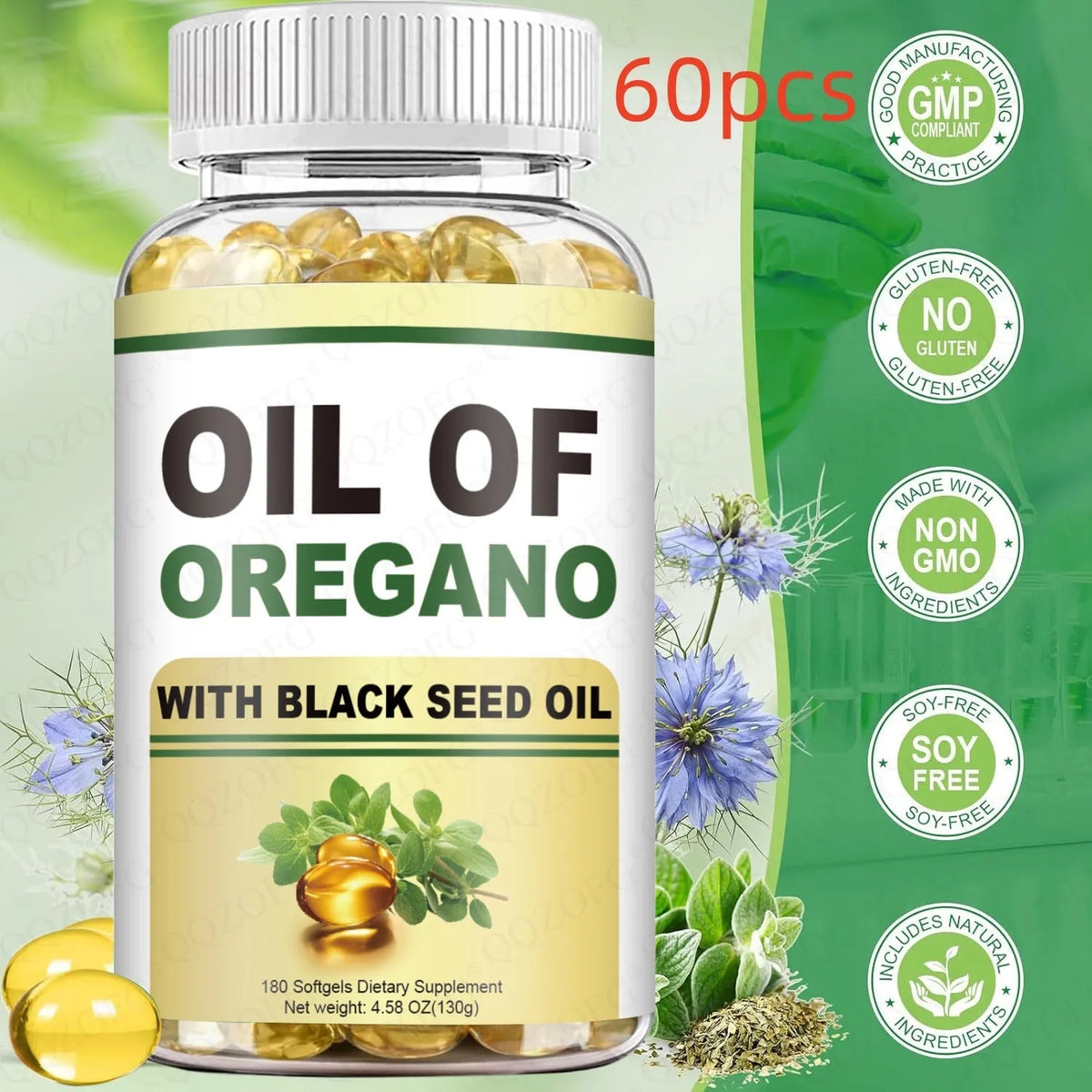 Butter Black Seed Oil Soft Capsules bottle with 60, 120, or 180 softgel capsules for adult supplementation