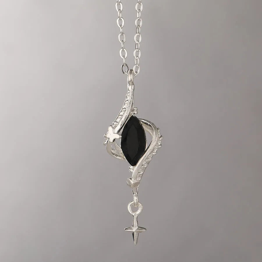 Mori style hollow out pendant necklace with cross chain in alloy, showing adjustable length from 41cm to 50cm