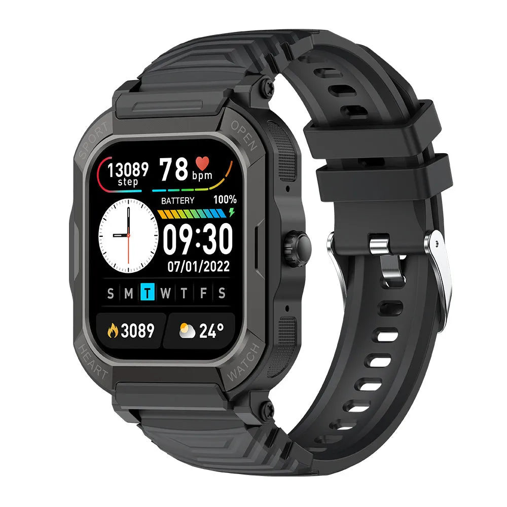 Three-proof outdoor sports watch with Bluetooth calling, heart rate and sleep monitoring on a wrist outdoors