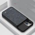 Black Oxford cloth wireless power bank phone case with multi-U ports for iPhone
