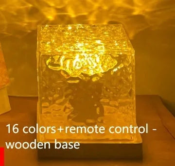 USB LED water ripple night light with rotating crystal projection and remote control