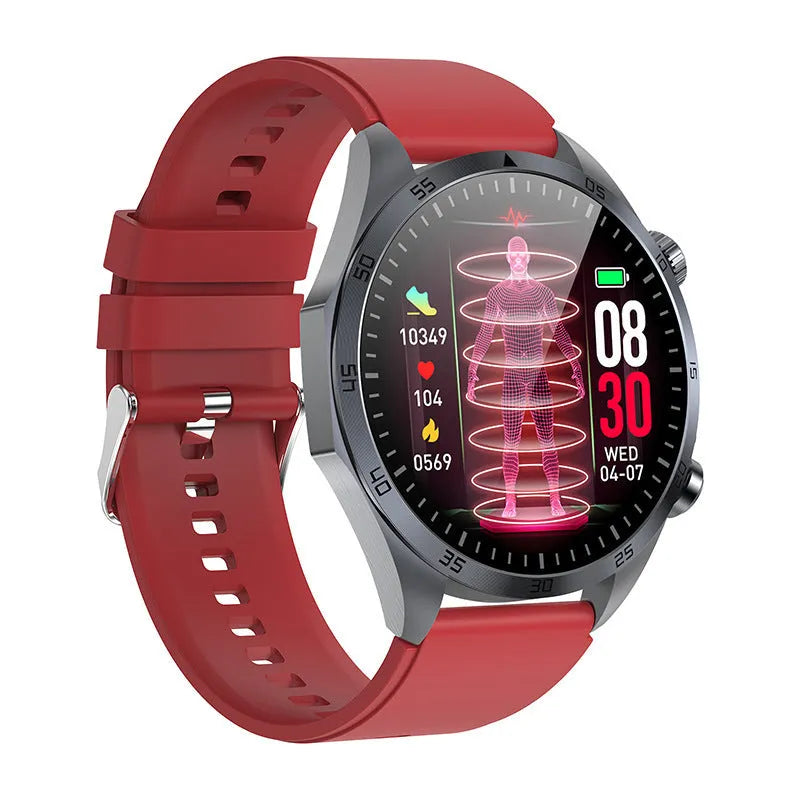 Smart watch with heart rate and body temperature monitoring, silicone wristband, touch button